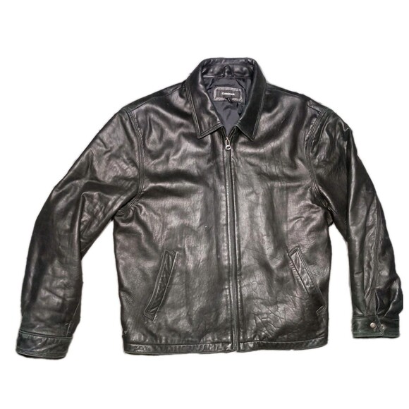 VINTAGE Colebrook Genuine Leather Bomber Jacket Mens L Black Buttery Soft Y2K - Picture 9 of 16